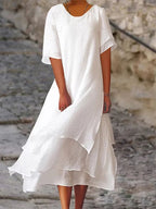 Piper - Women's Tiered Midi Dress with Layered Hem