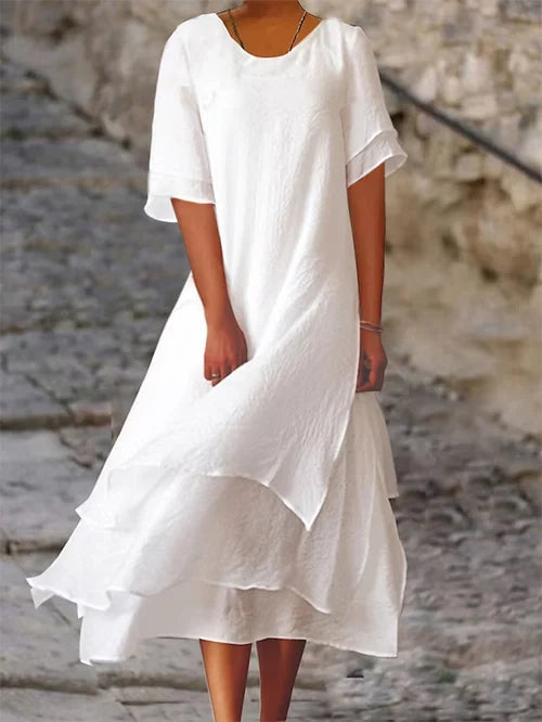 Piper - Women's Tiered Midi Dress with Layered Hem