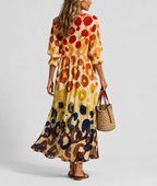 Priya - Women's Button-Front Printed Maxi Dress
