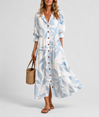Priya - Women's Button-Front Printed Maxi Dress
