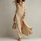 Quinn - Women's One-Shoulder Maxi Dress with Side Slit
