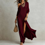 Quinn - Women's One-Shoulder Maxi Dress with Side Slit