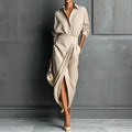 Quinn - Women's Collared Shirt and Midi Skirt Set 1