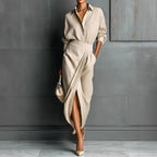 Quinn - Women's Collared Shirt and Midi Skirt Set 1