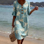Rachel - Women's Floral Print Button Front Midi Dress 1