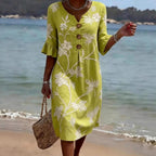 Rachel - Women's Floral Print Button Front Midi Dress 2