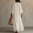 Ramona - Women's Lace V-Neck Flowing Boho Maxi Dress 2