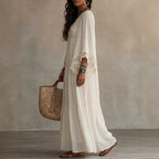 Ramona - Women's Lace V-Neck Flowing Boho Maxi Dress 3