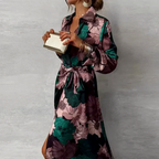 Reyna - Women's Collared Wrap Maxi Dress with Front Slit