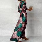 Reyna - Women's Collared Wrap Maxi Dress with Front Slit