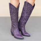 Rhea - Women's Studded Western Knee-High Boots
