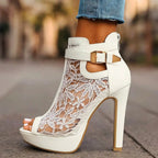 Rosalie - Women's Lace Peep-Toe Platform Heels