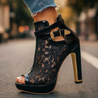Rosalie - Women's Lace Peep-Toe Platform Heels