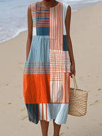Rosita - Women's Sleeveless Geometric Midi Dress