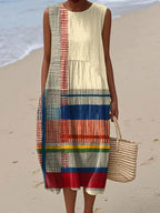 Rosita - Women's Sleeveless Geometric Midi Dress