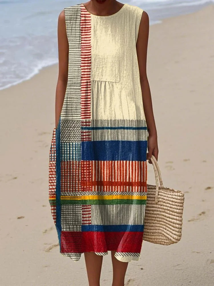 Rosita - Women's Sleeveless Geometric Midi Dress