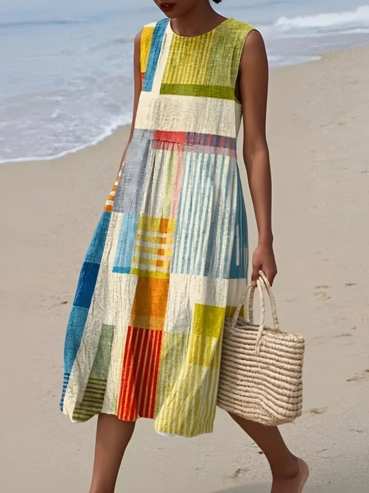 Rosita - Women's Sleeveless Geometric Midi Dress