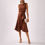 Roslyn - Women's Asymmetrical Wrap Midi Dress