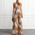 Ruth - Women's Floral Halter Wide-Leg Jumpsuit 1