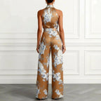 Ruth - Women's Floral Halter Wide-Leg Jumpsuit 2