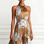 Ruth - Women's Floral Halter Wide-Leg Jumpsuit 3