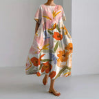Ryleigh - Women's Floral A-Line Midi Dress with Flutter Sleeves