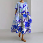 Ryleigh - Women's Floral A-Line Midi Dress with Flutter Sleeves
