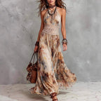 Sabrina - Women's Floral Halter Boho Maxi Dress 1