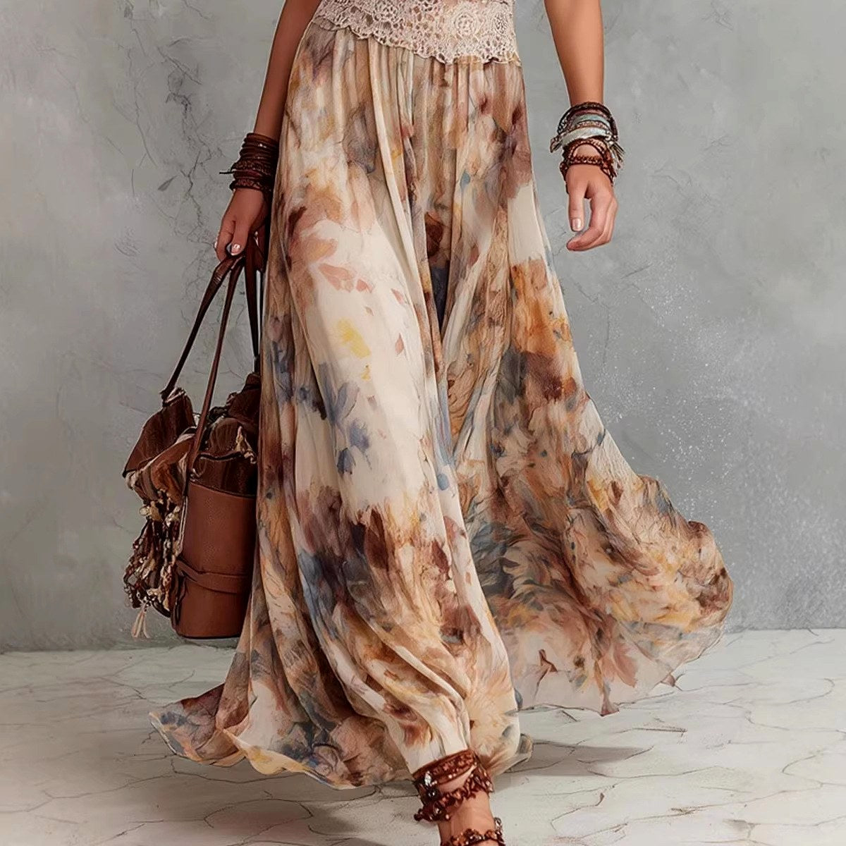 Sabrina - Women's Floral Halter Boho Maxi Dress 2