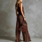 Sabrina - Women's Halter Top & Leopard Print Wide-Leg Pants Set 3