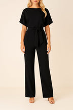 Samantha - Women's Tie-Waist Wide-Leg Jumpsuit