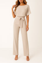 Samantha - Women's Tie-Waist Wide-Leg Jumpsuit
