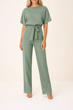 Samantha - Women's Tie-Waist Wide-Leg Jumpsuit