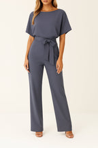 Samantha - Women's Tie-Waist Wide-Leg Jumpsuit