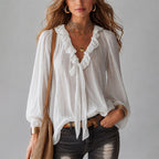 Seneca - Women's Ruffle Tie-Neck Blouse
