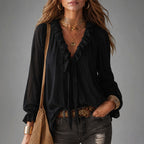 Seneca - Women's Ruffle Tie-Neck Blouse