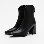 Shelby - Women's Metal Toe Cap Block Heel Ankle Boots