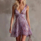Shelby - Women's Floral Deep V-Neck Mini Dress 1