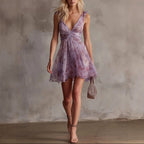 Shelby - Women's Floral Deep V-Neck Mini Dress 2