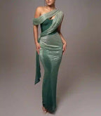Sienna - Women's One-Shoulder Draped Maxi Dress