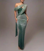 Sienna - Women's One-Shoulder Draped Maxi Dress