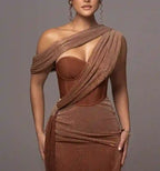 Sienna - Women's One-Shoulder Draped Maxi Dress