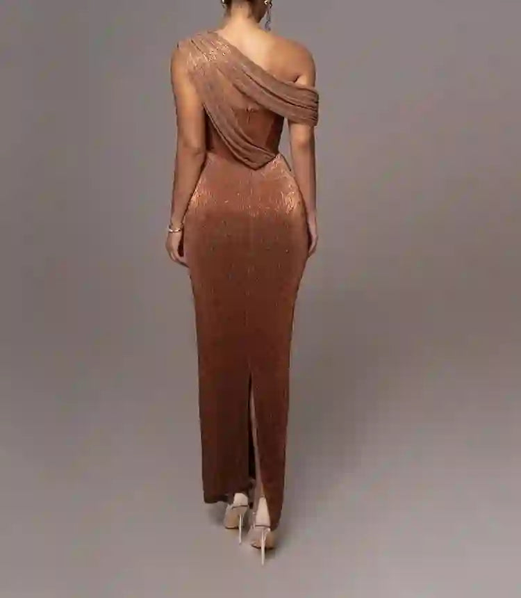 Sienna - Women's One-Shoulder Draped Maxi Dress