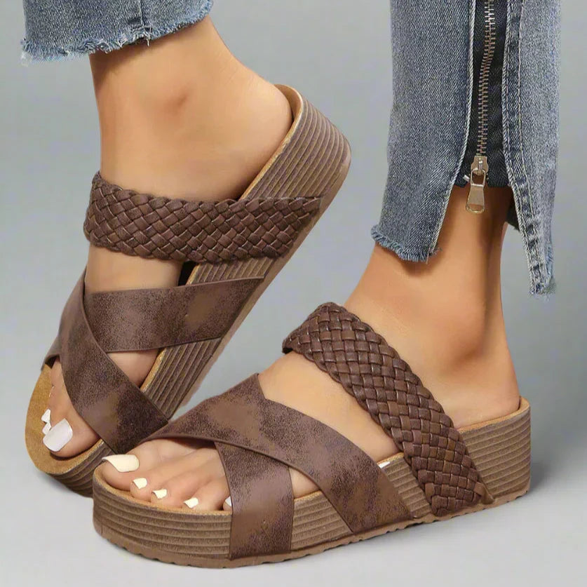 Sienna - Women's Woven Crossband Platform Sandals