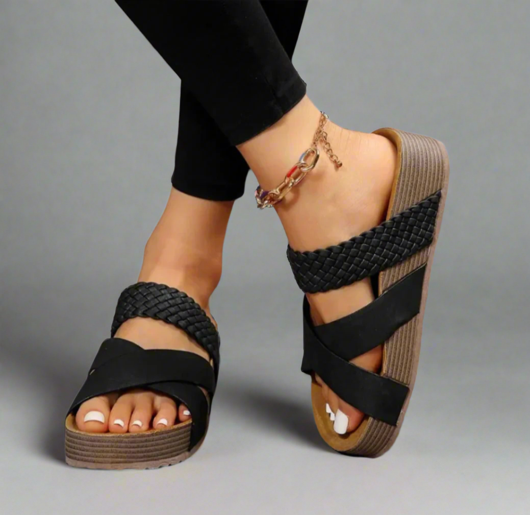 Sienna - Women's Woven Crossband Platform Sandals