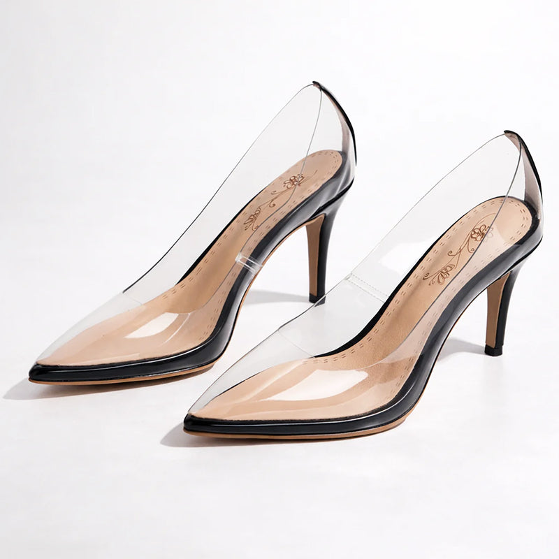 Sofia - Women's Pointed-Toe Pumps with Clear Side Panels