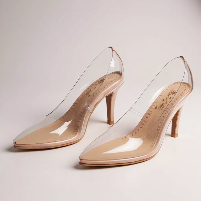 Sofia - Women's Pointed-Toe Pumps with Clear Side Panels