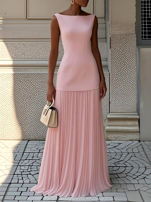 Sophia - Women's Boat Neck Top and Pleated Skirt Set 2