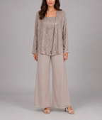 Sophie - Women's Sequin Open-Front Jacket Trouser Set