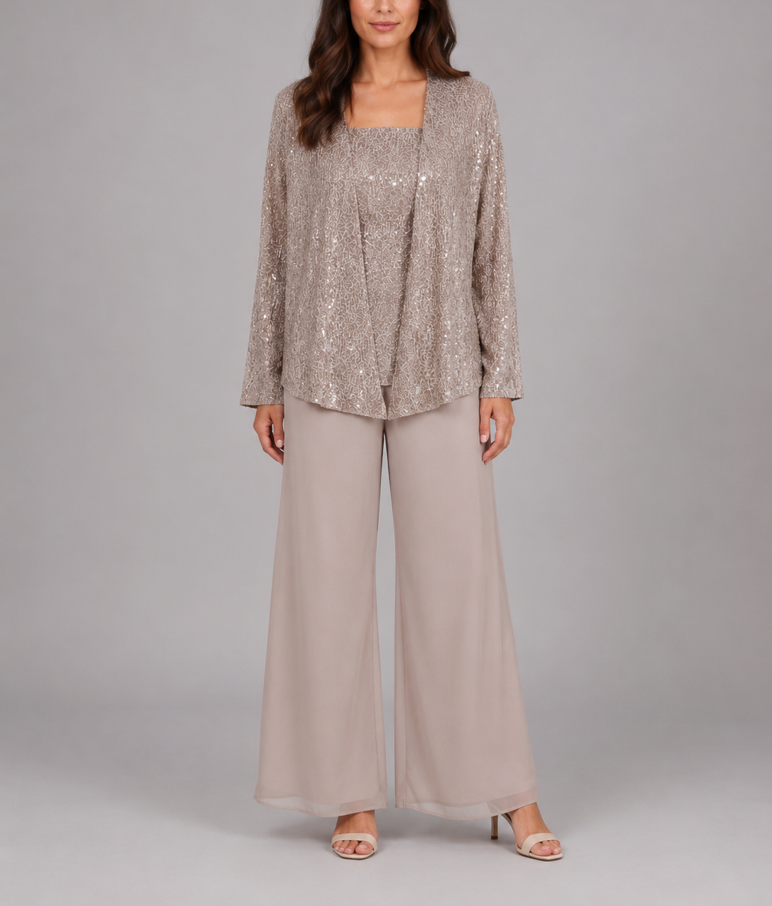 Sophie - Women's Sequin Open-Front Jacket Trouser Set